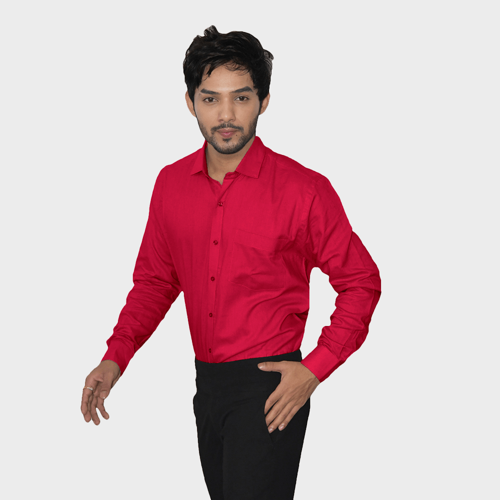 Blood Red Color Full Shirt - WeSwadesi 