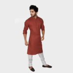 maroon-handwoven-muslin-khadi-long-kurta-front