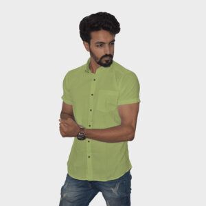 yellow-green-handwoven-muslin-half-sleeves-khadi-shirt