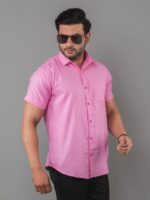 Handspun Handwoven Khadi Pink color Half shirt (5)
