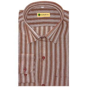 muslin-khadi-brown-line-shirt
